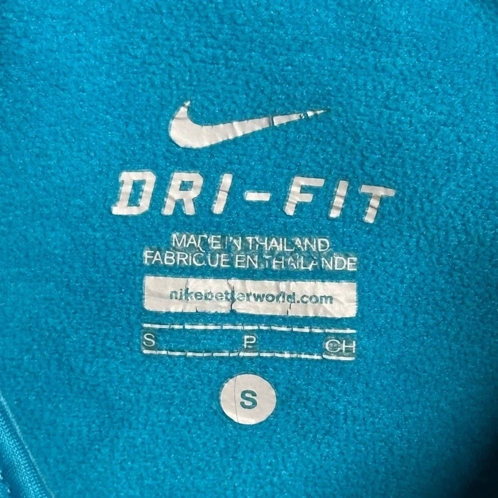 Nike Hoodie Womens Size S Teal Blue Dri-Fit Half Zip Running Athletic Thumbholes